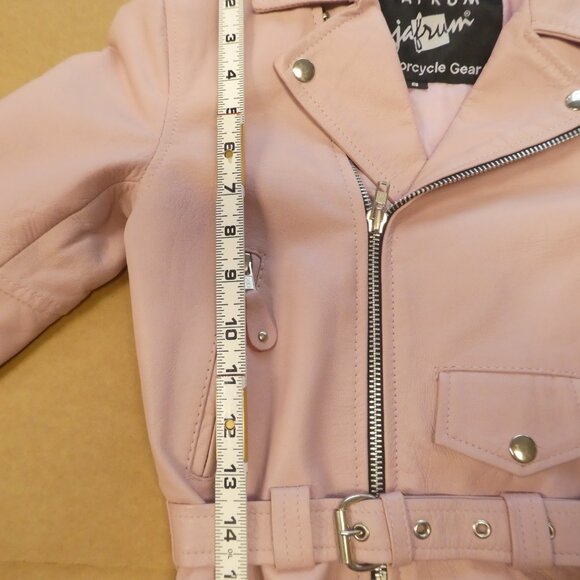 Jafrum Leather Motorcycle Jacket - Pink Ladies Size S - Picture 5 of 12